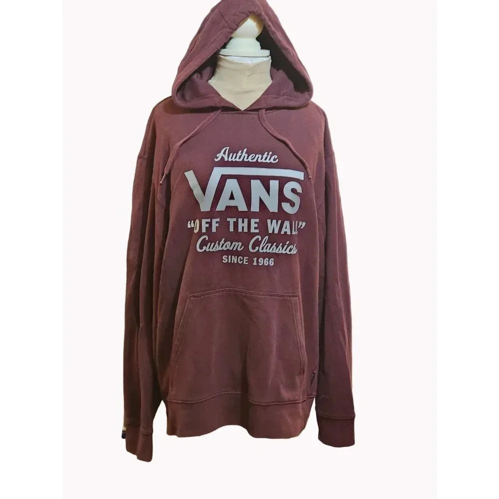 Vans Off the Wall Custom Classics Hoodie Adult M Skateboard Maroon - Picture 3 of 9